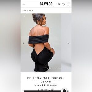 Black Maxi off the shoulder dress “Babyboo Belinda Dress”. XS